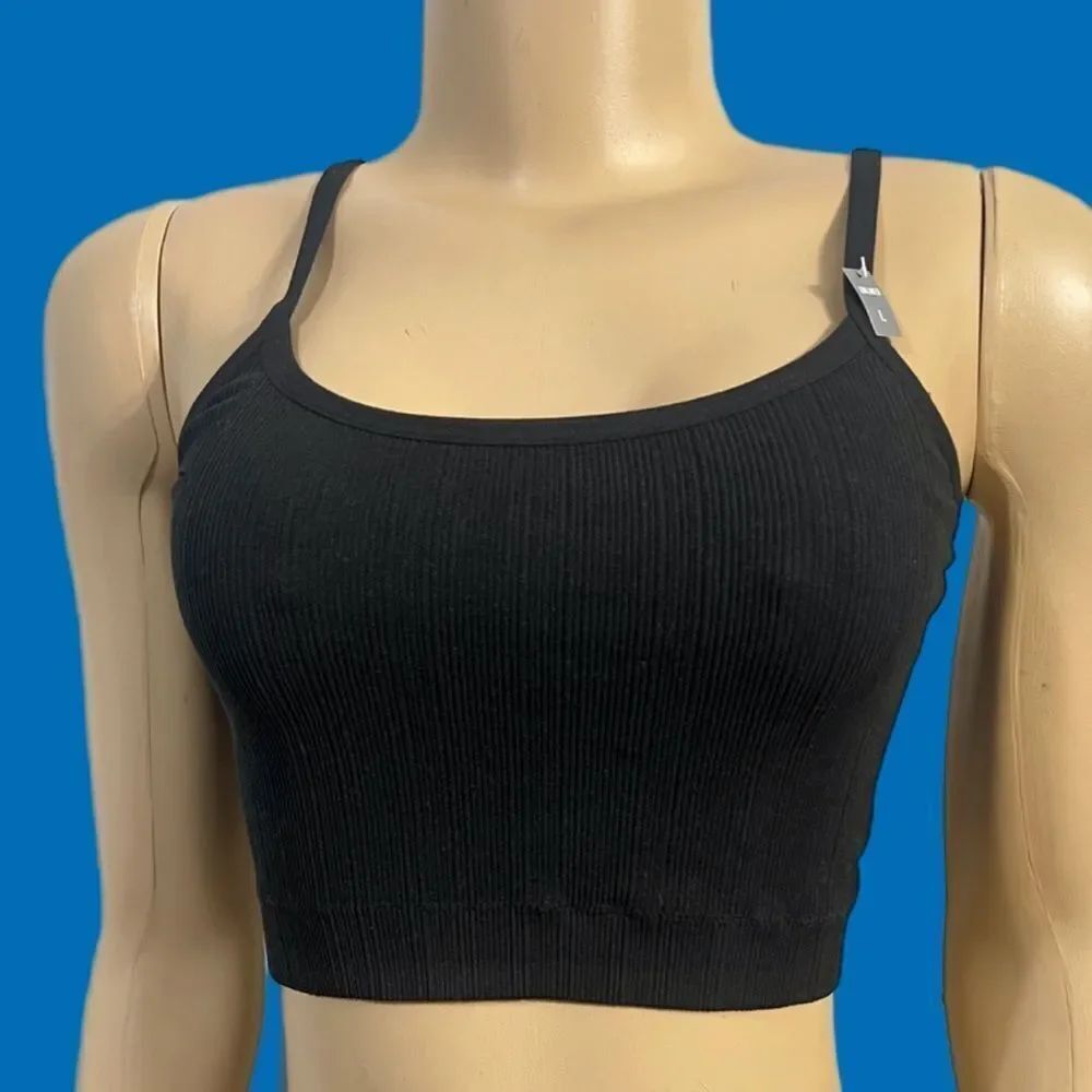 Victorias Secret Pink Unlined Ribbed bralette bra Black Large
